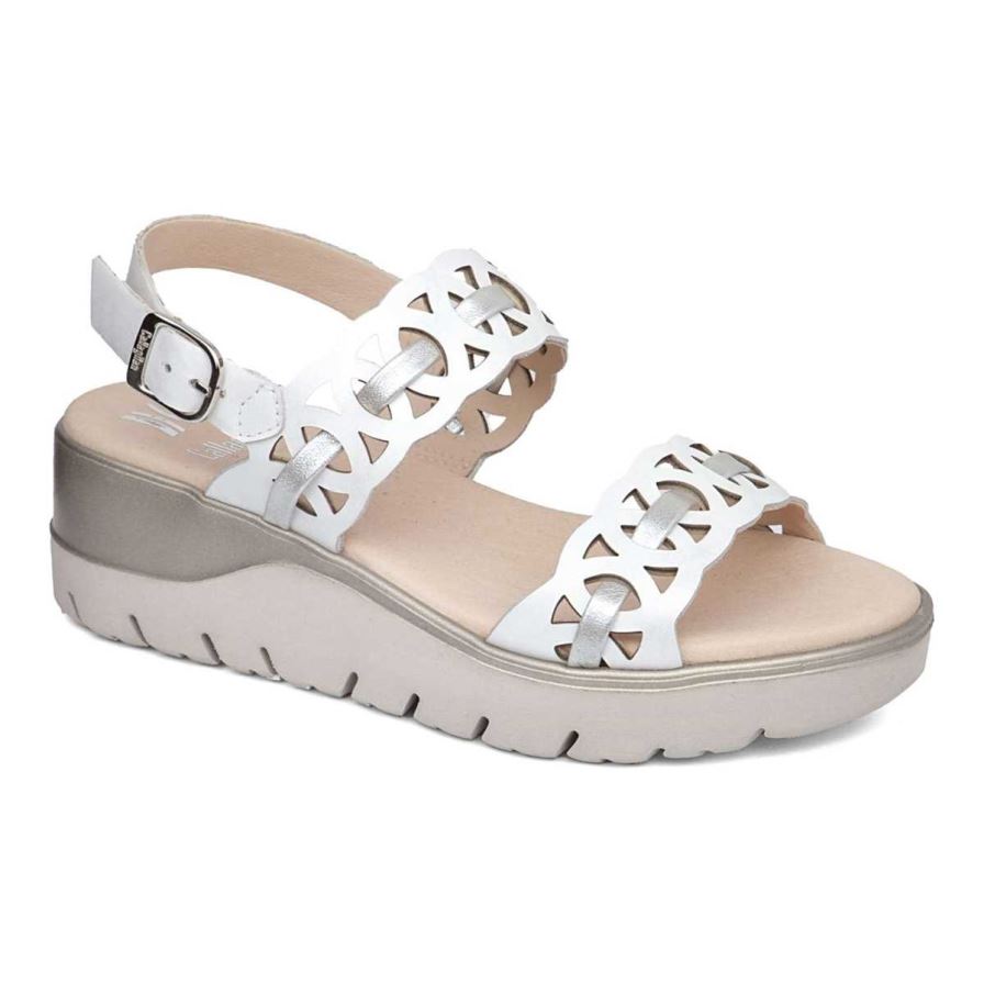 Sandalias Cuña Callaghan 26517 Uwanja Mujer Blancas | ECDTQSI