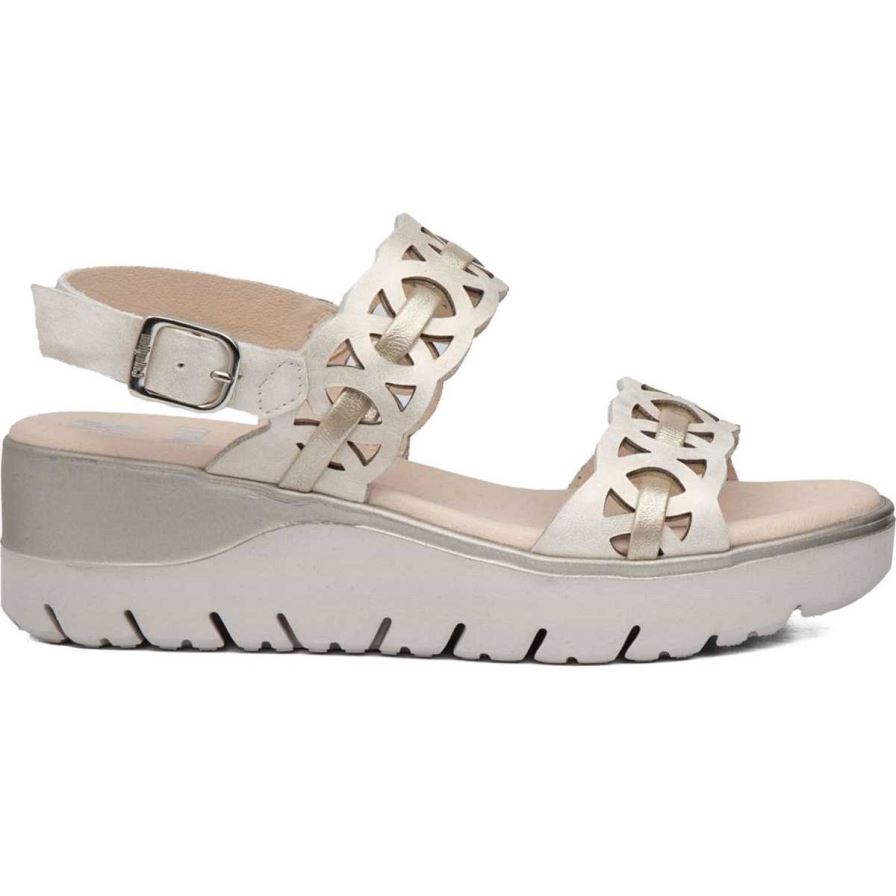 Sandalias Cuña Callaghan 26517 Uwanja Mujer Beige | ECIWFRY