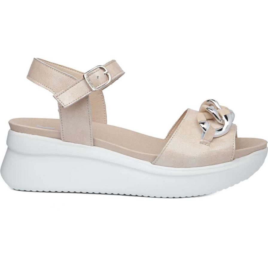 Sandalias Cuña Callaghan 29910 Llana Mujer Beige | ECMDOHG