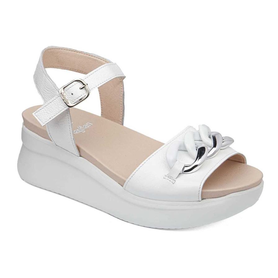 Sandalias Cuña Callaghan 29910 Llana Mujer Blancas | ECYXDFB