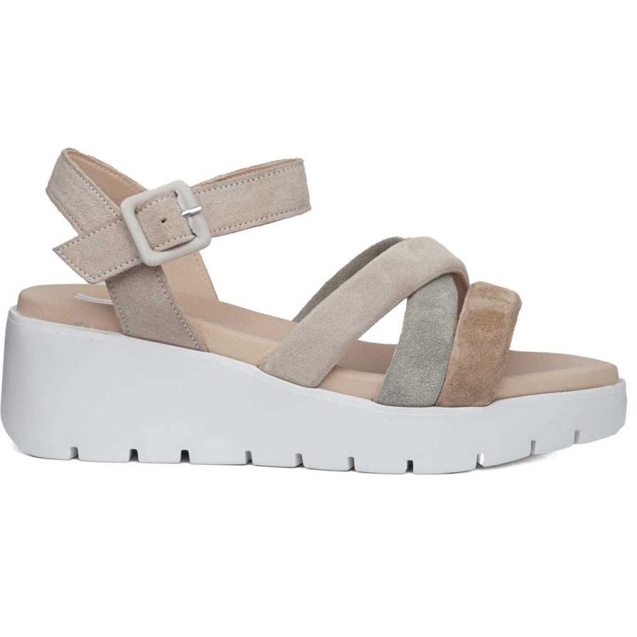 Sandalias Cuña Callaghan 32000 Bera Mujer Beige | ECACHPN