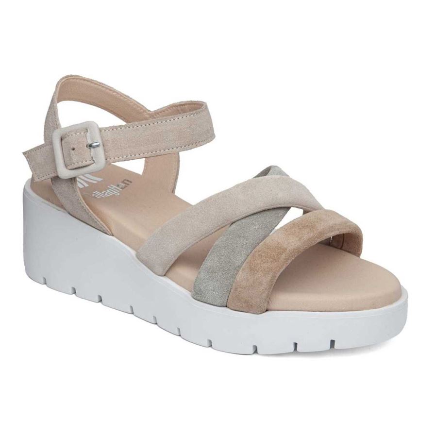 Sandalias Cuña Callaghan 32000 Bera Mujer Beige | ECACHPN